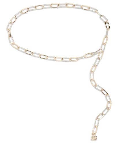 Steve Madden Women's Two-Tone Paperclip Chain Belt, Gold Silver, M/L | Amazon (US)