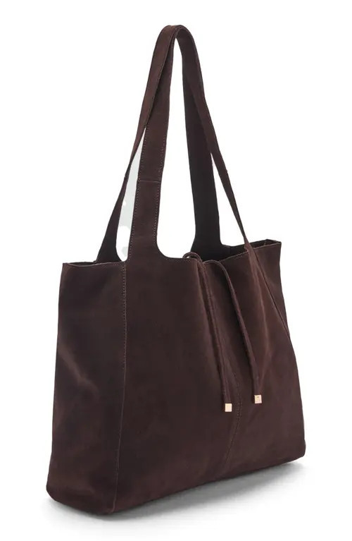 MANGO Suede Shopper Tote in Chocolate Leather at Nordstrom | Nordstrom