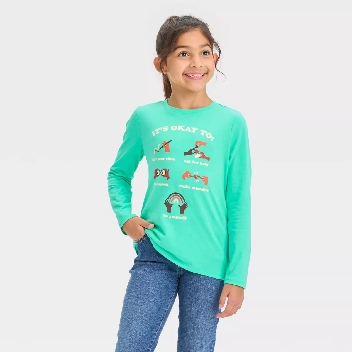 Girls Long Sleeve Girl Graphic Tee