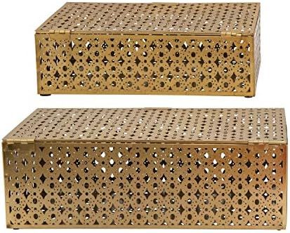 Creative Co-op Metal Cut-Outs, Gold Finish, Set of 2 Storage Box, 2 | Amazon (US)