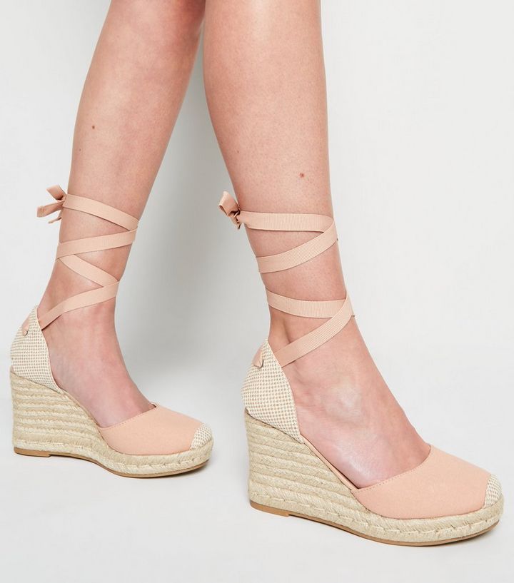 Pink Ribbon Ankle Tie Espadrille Wedges
						
						Add to Saved Items
						Remove from Saved I... | New Look (UK)