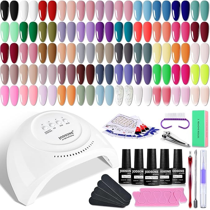 JODSONE Gel Nail Polish Kit 60 PCS with U V Light Soak off Base Top Coat 55 Shine Colors Gel Nail... | Amazon (US)