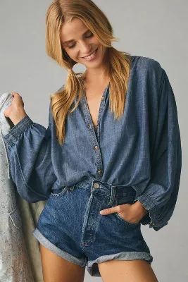 The Sidney Batwing Blouse by Pilcro: Chambray Edition | Anthropologie (US)