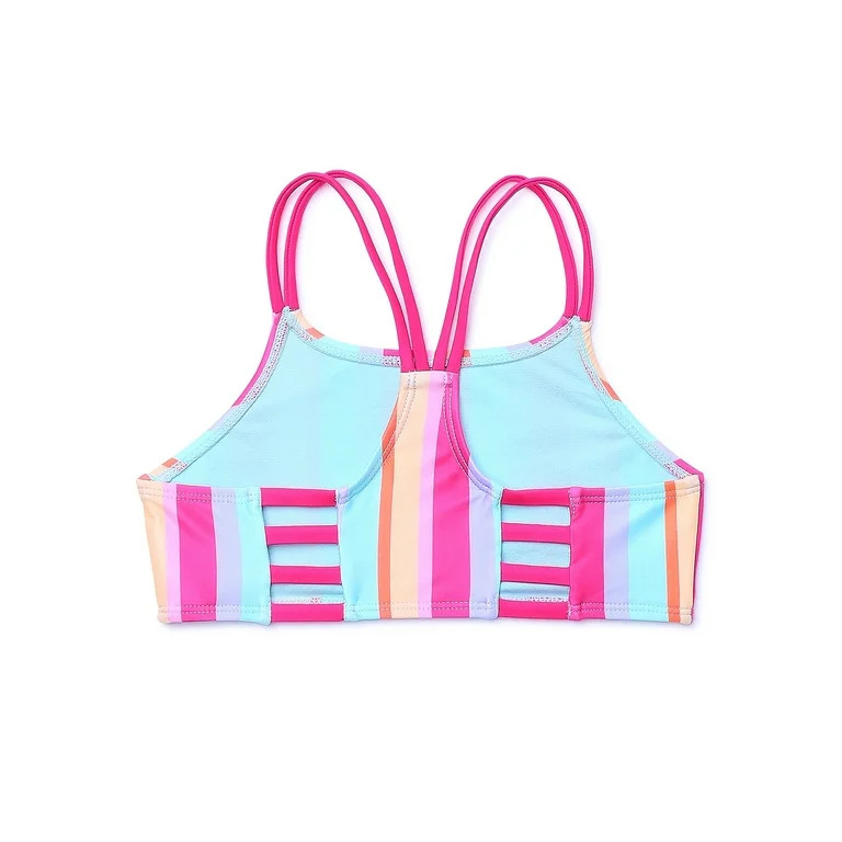 Wonder Nation Girls Ladder Back Stripe Bikini Swimsuit with UPF 50, Sizes 4-18 & Plus | Walmart (US)