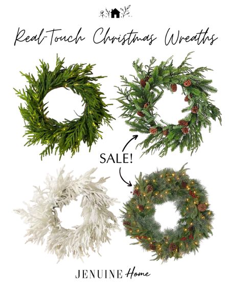 Real touch Christmas wreath. Pine come in evergreen wreath. White Christmas wreath. Pre lit wreath  

#LTKHoliday #LTKSeasonal #LTKhome
