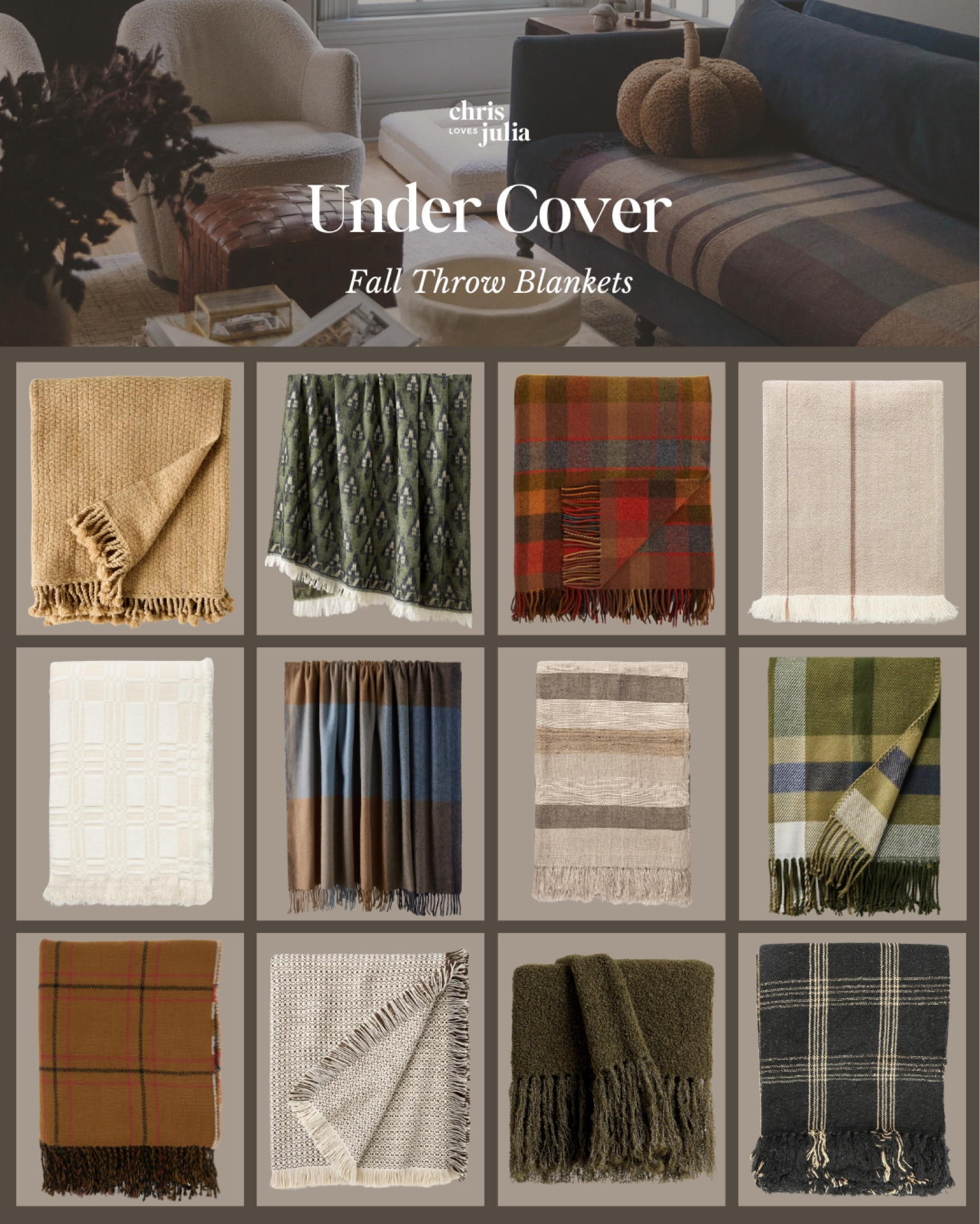 My philosophy is that everyone needs a good fall throw in their living room (bonus points if it’s plaid 🤭)! Drape it over the back of a chair, stack some in a basket, or even cover the seat of your couch with one. Linked my favorite fall throw blankets below!

#LTKHome #LTKFallSale #LTKSeasonal