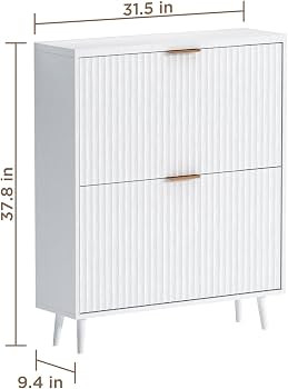 Shoe Cabinet Storage,Modern Freestanding Organizer with 2 Flip Drawers,Narrow Shoe Rack Cabinet f... | Amazon (US)