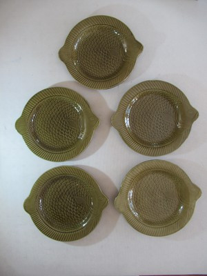 5 x VINTAGE GREEN FISH PLATES FRENCH MAJOLICA  - SARREGUEMINES | eBay US
