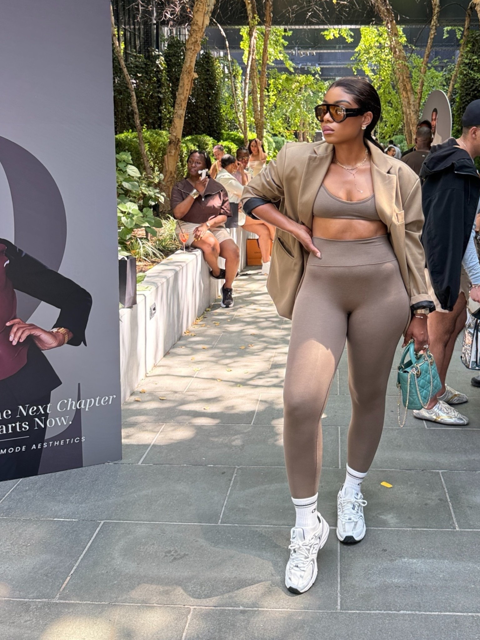 Elevated althleisure outfit 

Wearing size small for top and medium for
Bottom

Blazer is by The Frankie Shop

#LTKootd #LTKOver40 #LTKActive