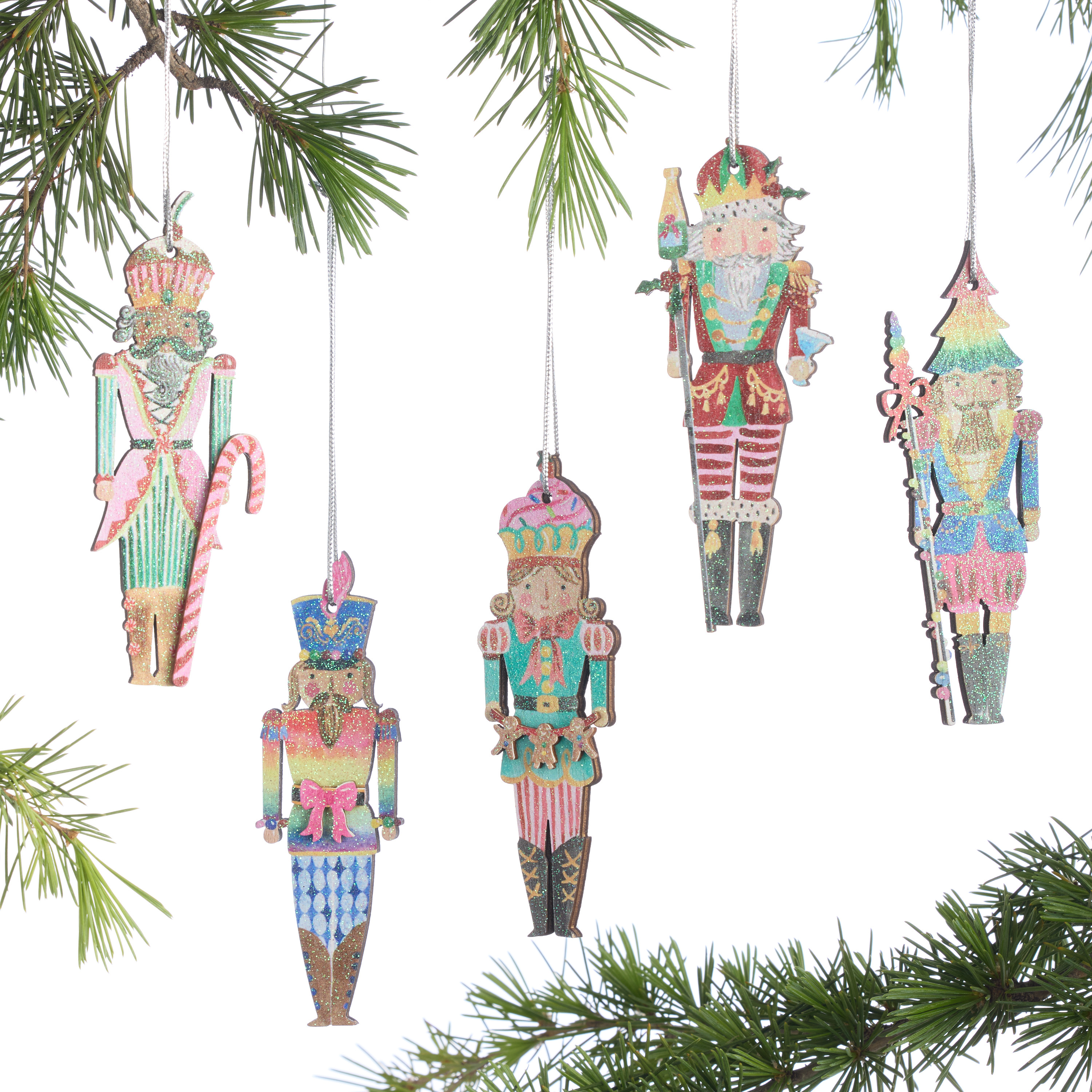 Glittered Laser Cut Wood Nutcracker Ornaments 10 Pack | World Market