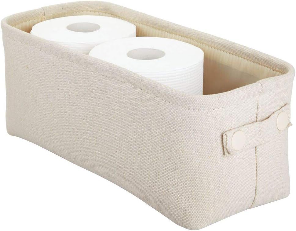 mDesign Soft Cotton Fabric Bathroom Storage Bin with Coated Interior and Attached Handles - Organ... | Amazon (US)