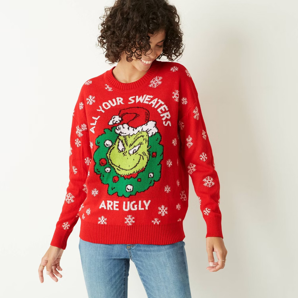 Women's The Grinch All Your Sweaters are Ugly Pullover Sweater - Red XS | Target