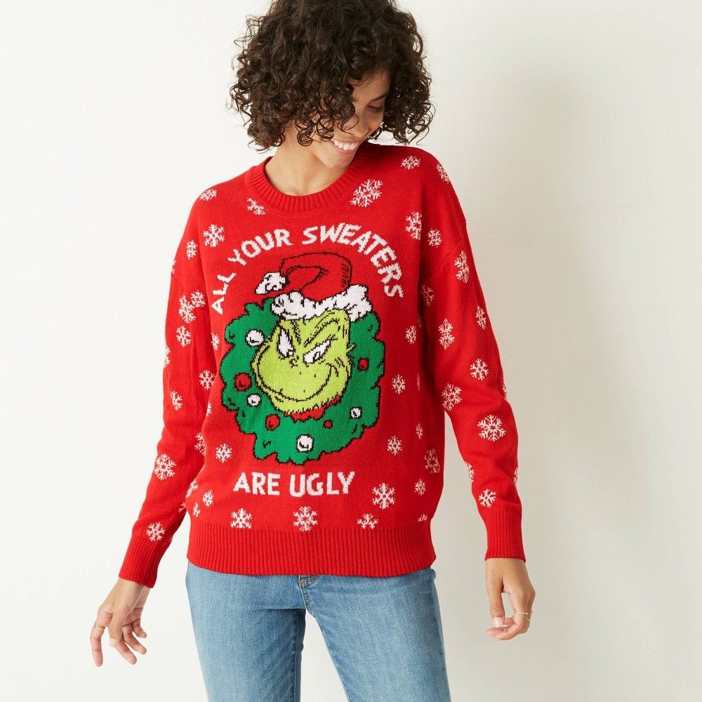 Women's The Grinch All Your Sweaters are Ugly Pullover Sweater - Red XS | Target