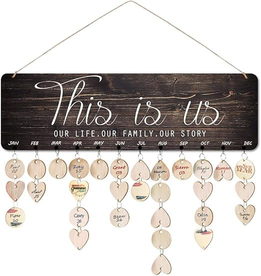 Gifts for Moms/Grandma - Wooden Family Birthday Reminder Calendar Board [50 Wood Tags with Holes/... | Amazon (US)