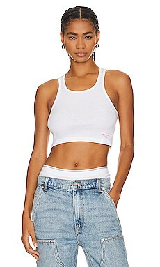 Alexander Wang Womens Cropped Classic Racer Tank in White from Revolve.com | Revolve Clothing (Global)