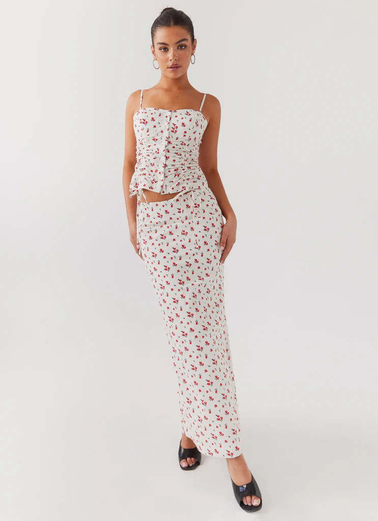 Ariana Linen Maxi Skirt - Poppy Floral | Peppermayo (Global)