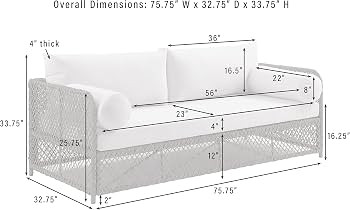 Crosley Furniture Granite Bay Wicker Outdoor Sofa, 3-Person Patio Couch for Porch, Deck, Backyard... | Amazon (US)