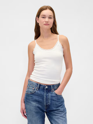 Lace-Trim Pointelle Cami | Gap (US)