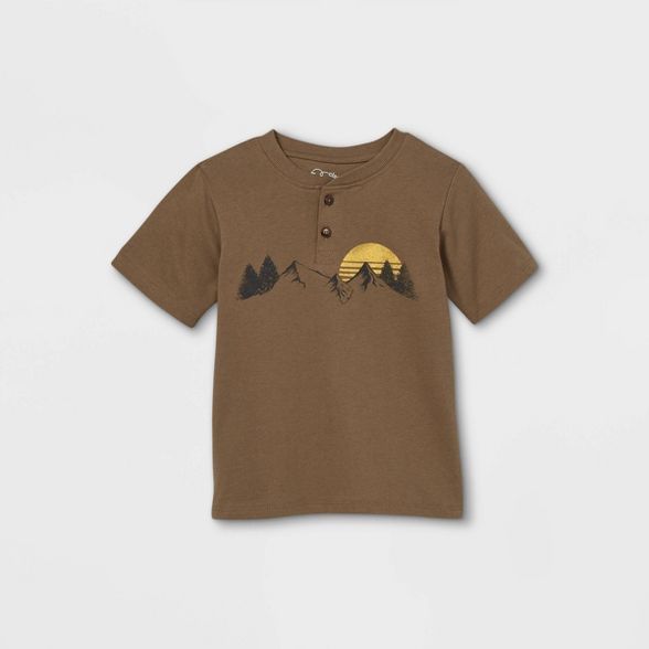 Toddler Boys' Mountain Short Sleeve Henley Shirt - art class™ Olive Green | Target