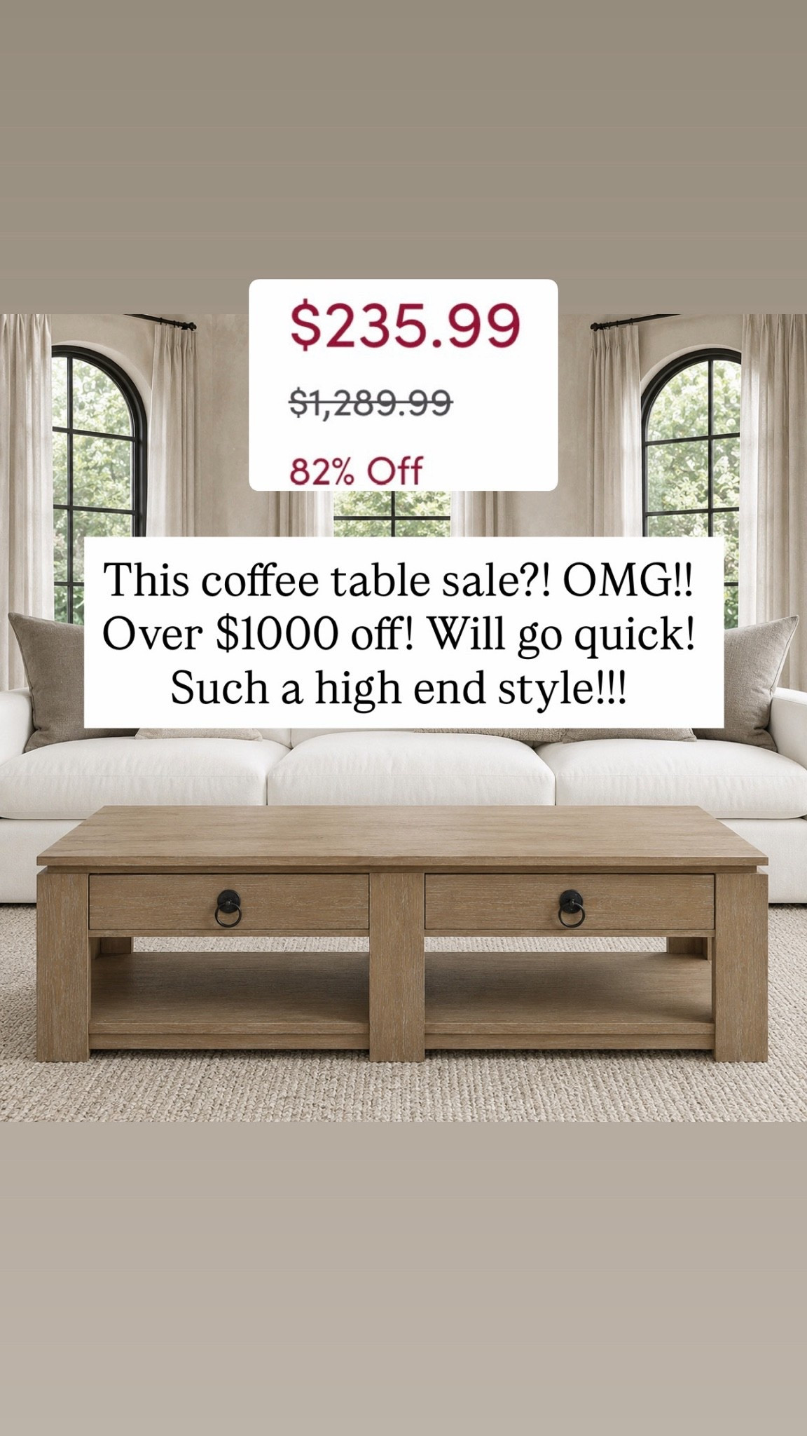 This coffee table sale?! OMG!! Over $1000 off! Will go quick! Such a high end style!!!

#LTKHome #LTKSaleAlert