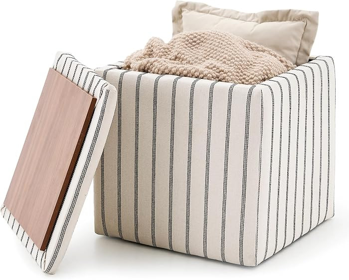Wimarsbon 18inch Storage Ottoman with Detachable Tray, Mid Century Large Capacity Oversized Ottom... | Amazon (US)