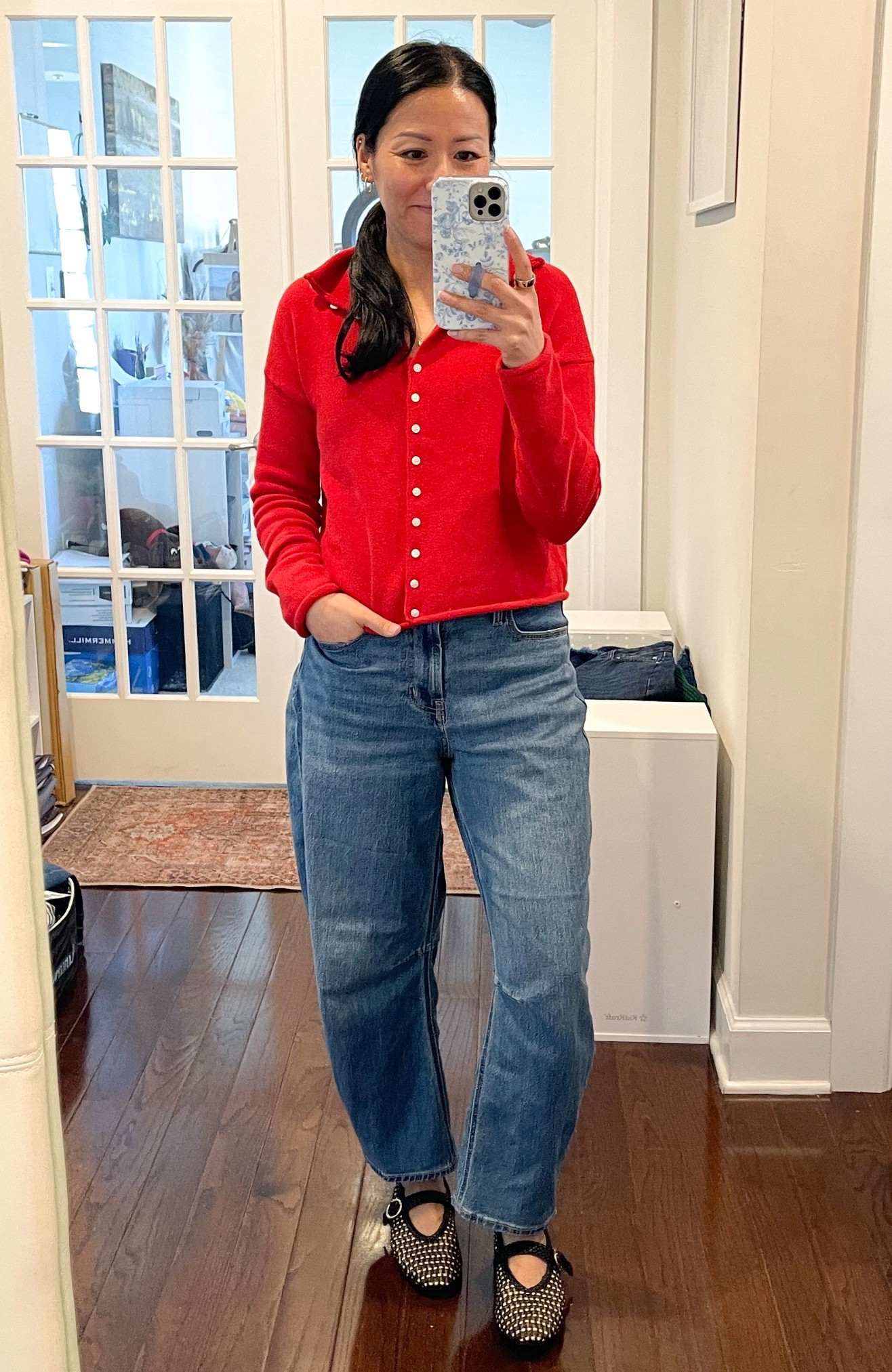 Size small cardigan
Size 4 jeans
Flats are true to size 

#LTKootd #LTKOver40 #LTKmomlife