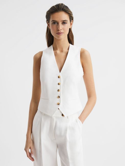 Linen Tailored Waistcoat | Reiss UK