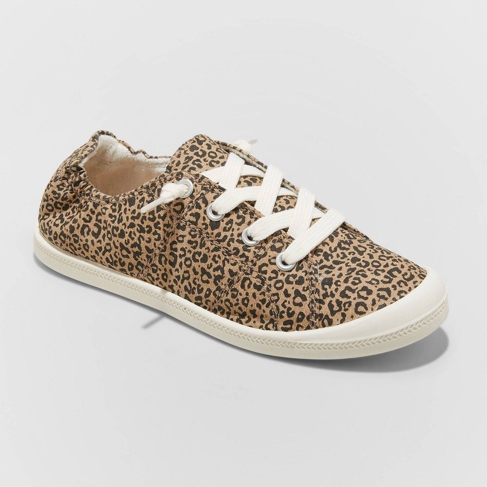 Women's Mad Love Leopard Print Lennie Lace-Up Canvas Sneakers - Brown | Target