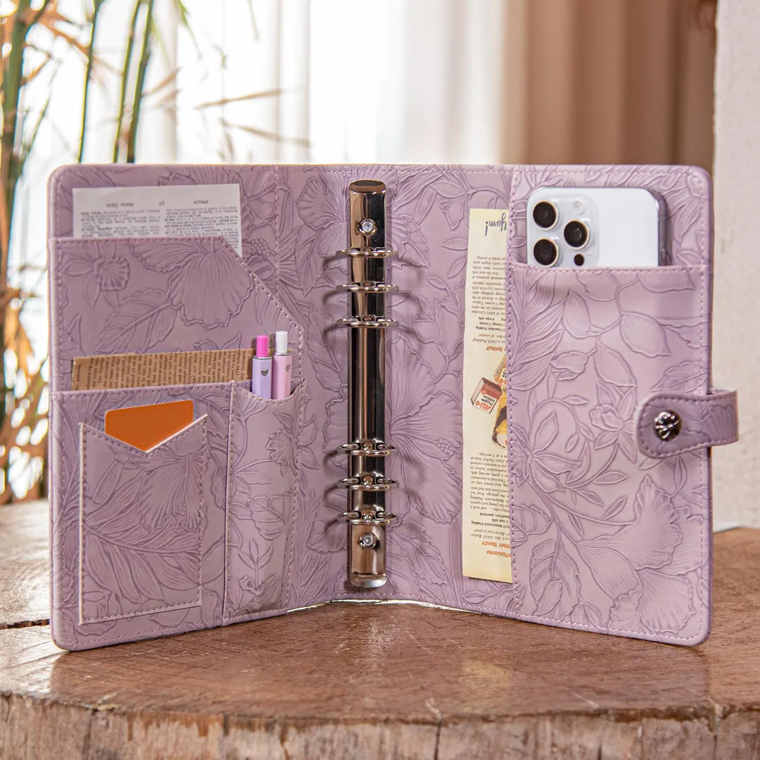 PU Leather Journal, 6 Ring Journal ,A5 Travel Padfolio, Light  Purple Journal, Business Gift for ... | Etsy (US)