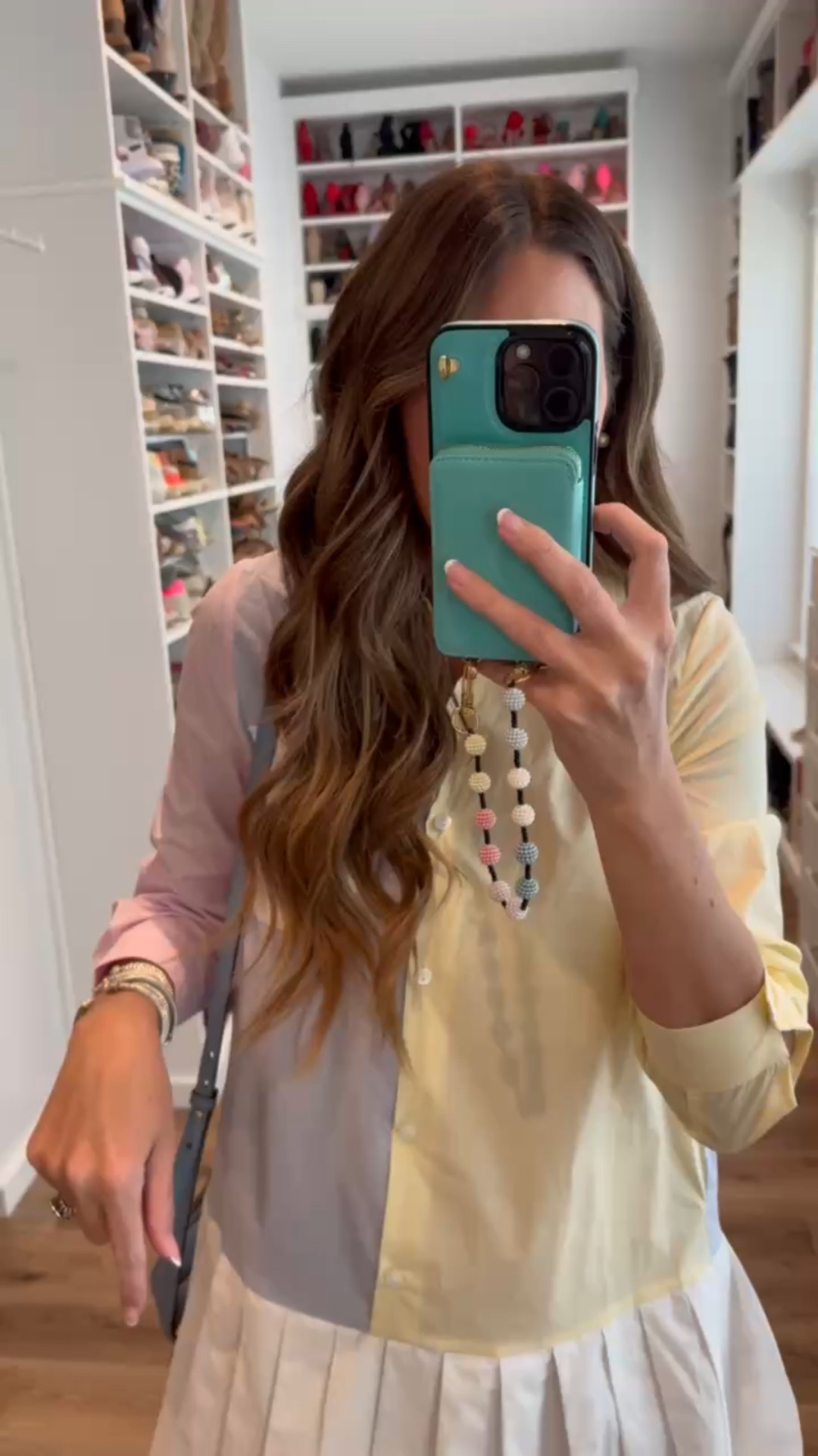 In a small pastel colorblock pleated bottom shirt dress, espadrille wedges and accessories- fits tts.

#LTKFindsUnder50 #LTKSeasonal #LTKStyleTip