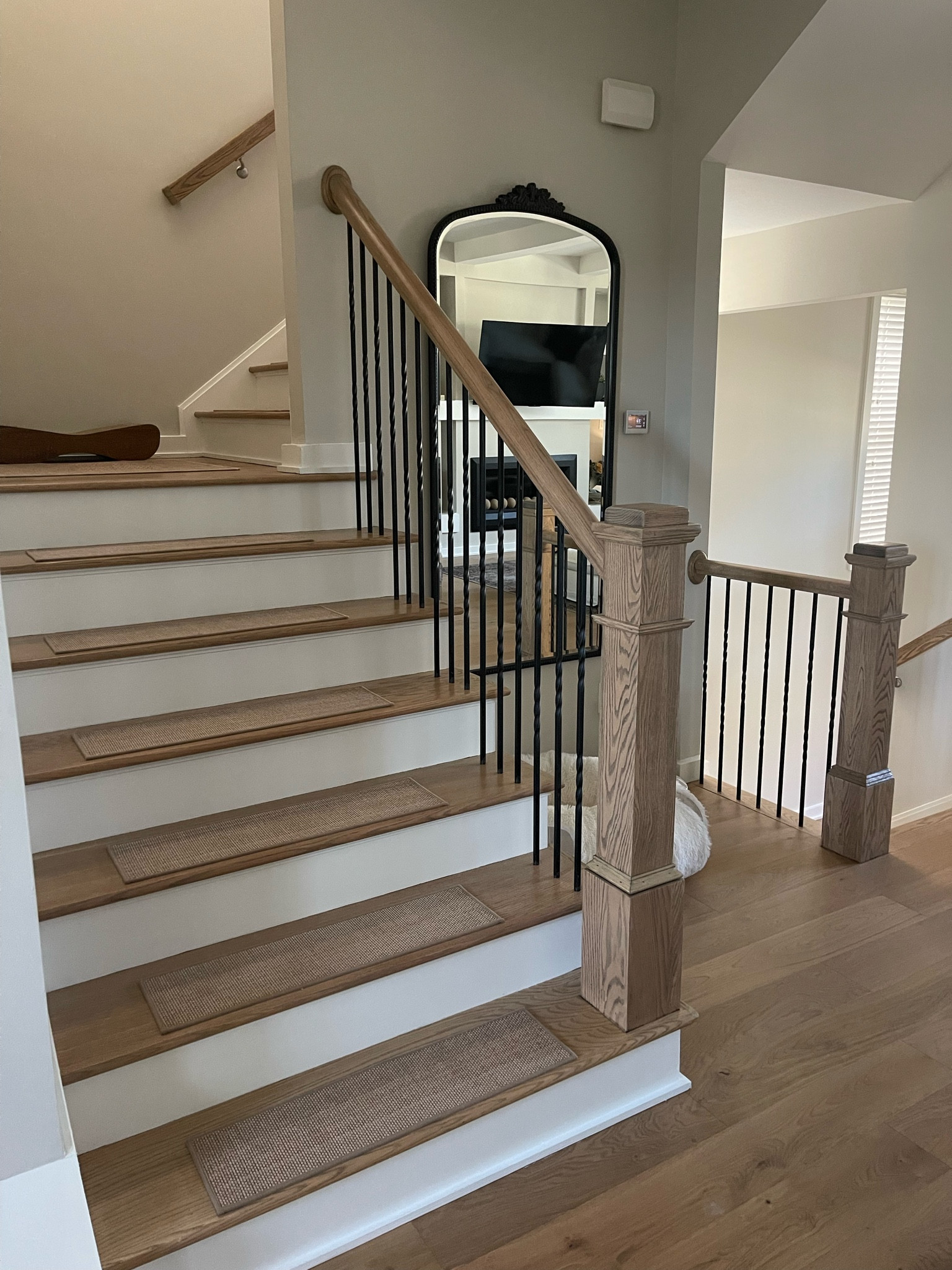 Non slip stair treads! There’s no glue on backing, just a non slip texture. They haven’t budged! So easy to remove and clean stairs 🙌🏻 

Home decor, diy, carpet, rug, stair runner, mirror 

#LTKFindsUnder100 #LTKFindsUnder50 #LTKHome