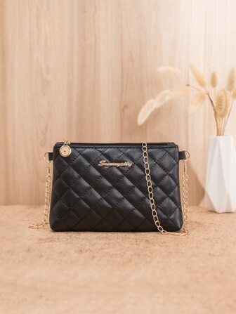 Metal Decor Quilted Chain Crossbody Bag | SHEIN