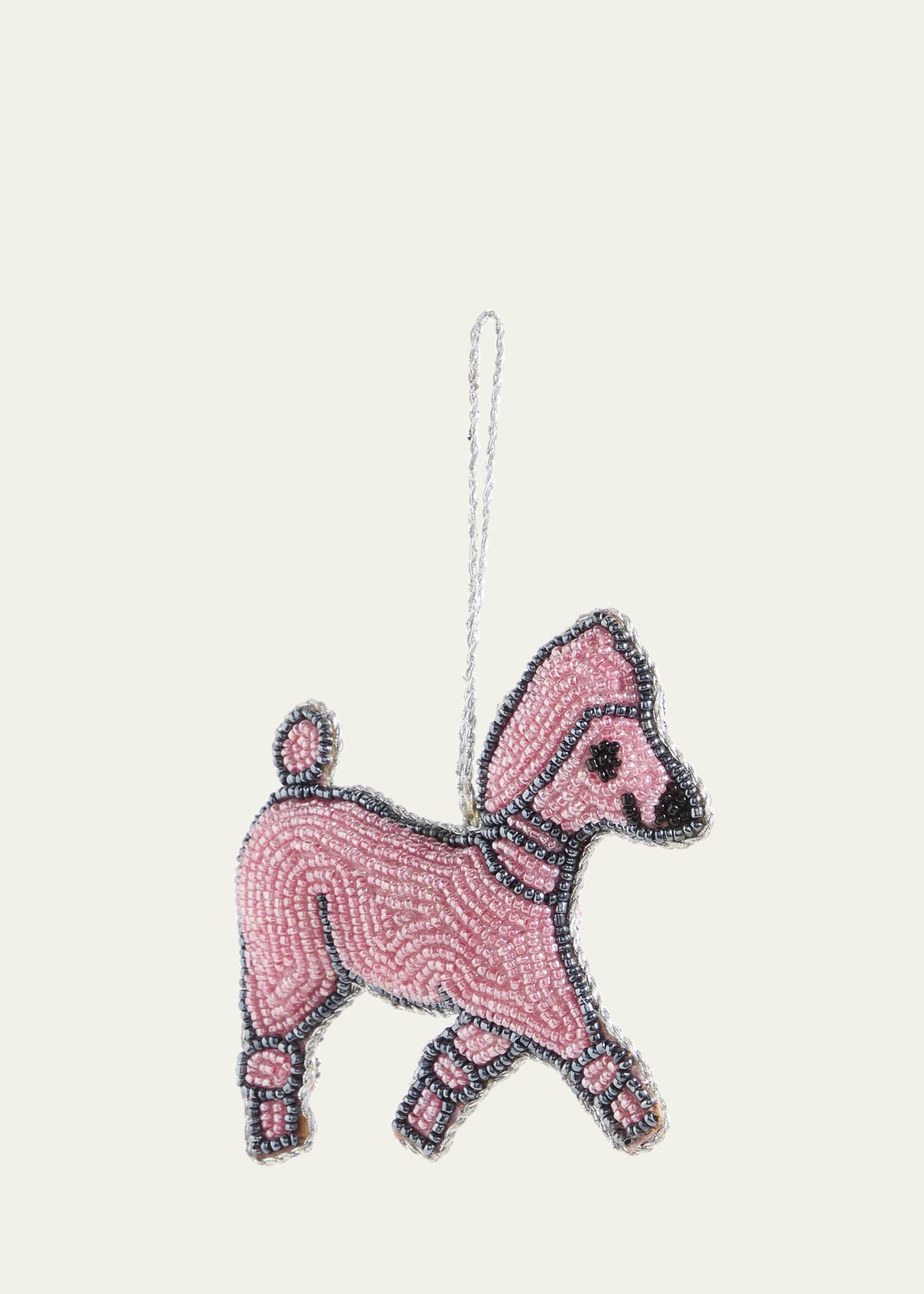 Sudha Pennathur Beaded Pink Poodle Christmas Ornament | Bergdorf Goodman