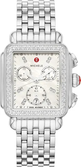 Deco Diamond Chronograph Bracelet Watch, 33mm | Nordstrom