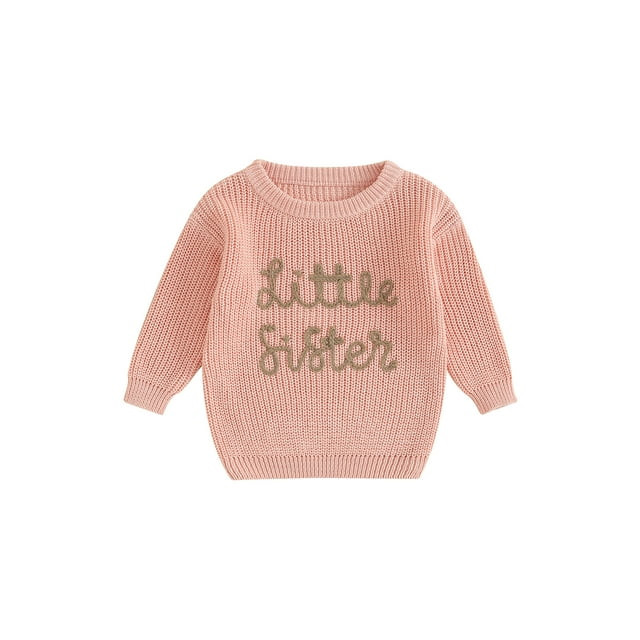 Little Sister Outfit Baby Girl Christmas Sweaters Cute Long Sleeve Letter Embroidery Knit Pullove... | Walmart (US)