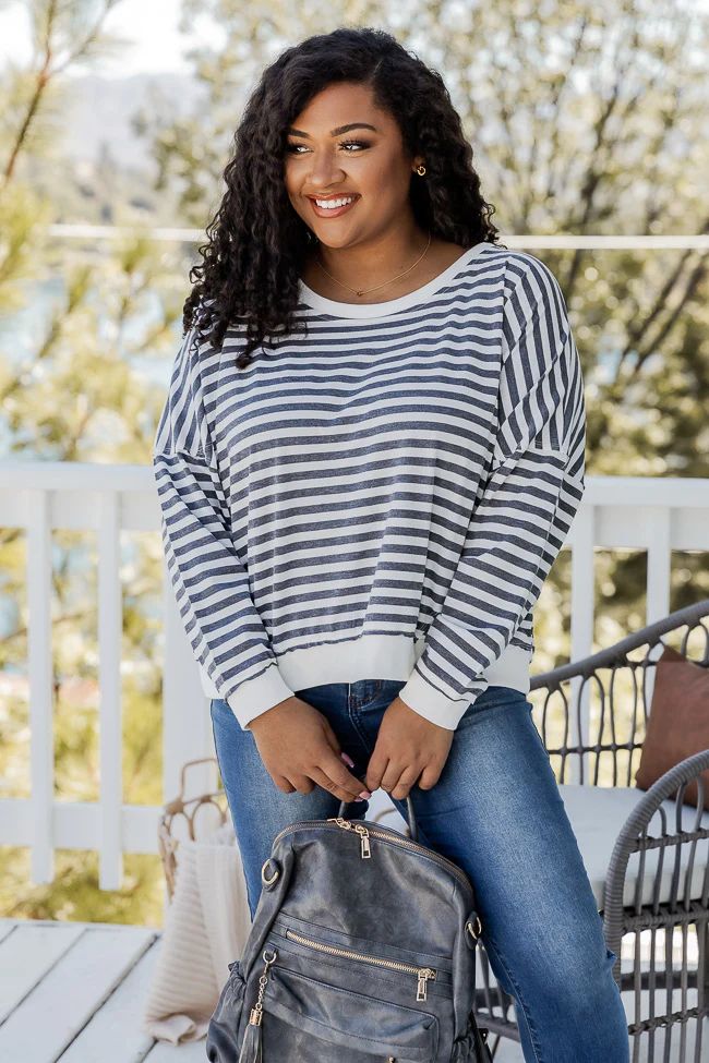 Before You Know It Black And White Striped Pullover | Pink Lily