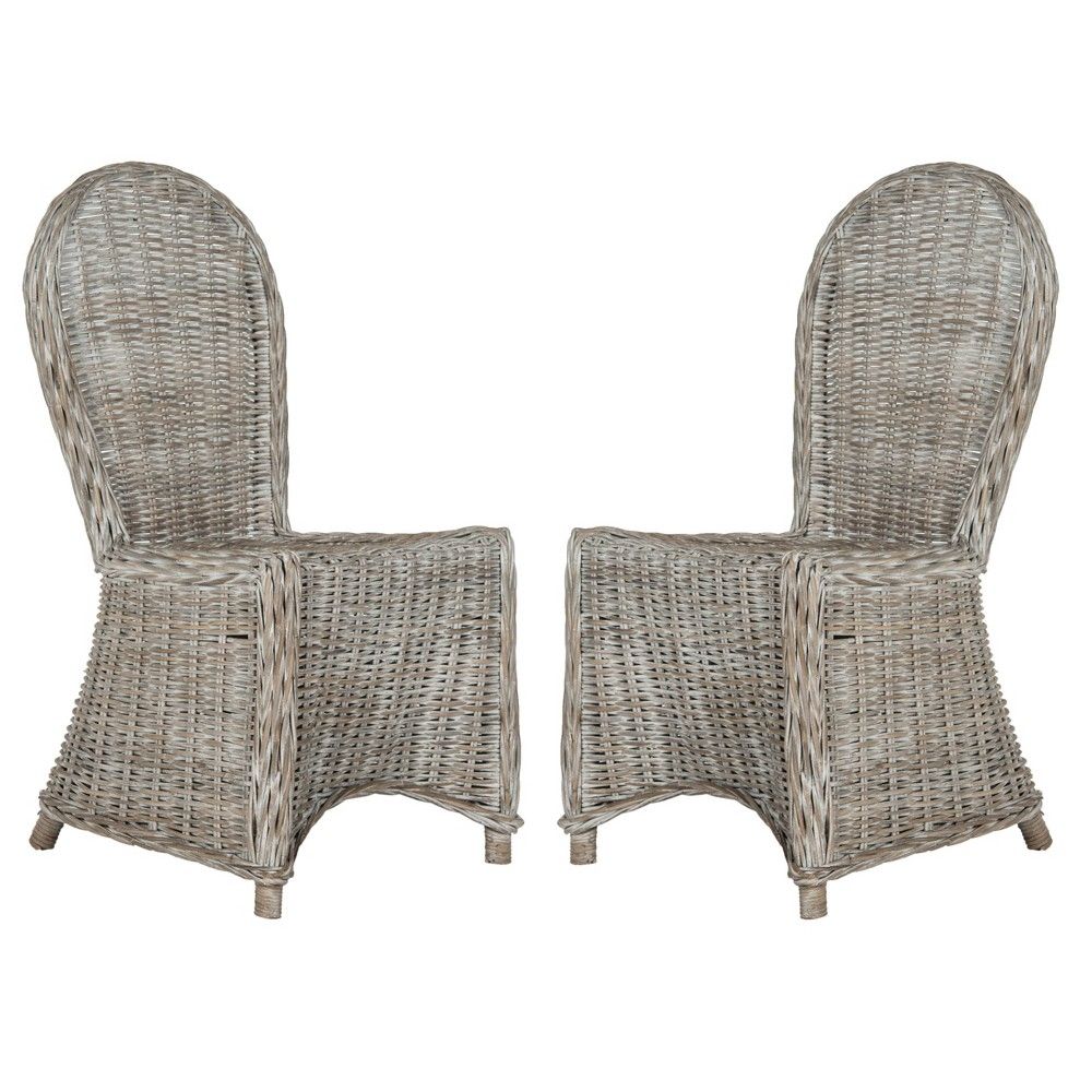 Set of 2 Idola Wicker Dining Chair White Washed - Safavieh | Target