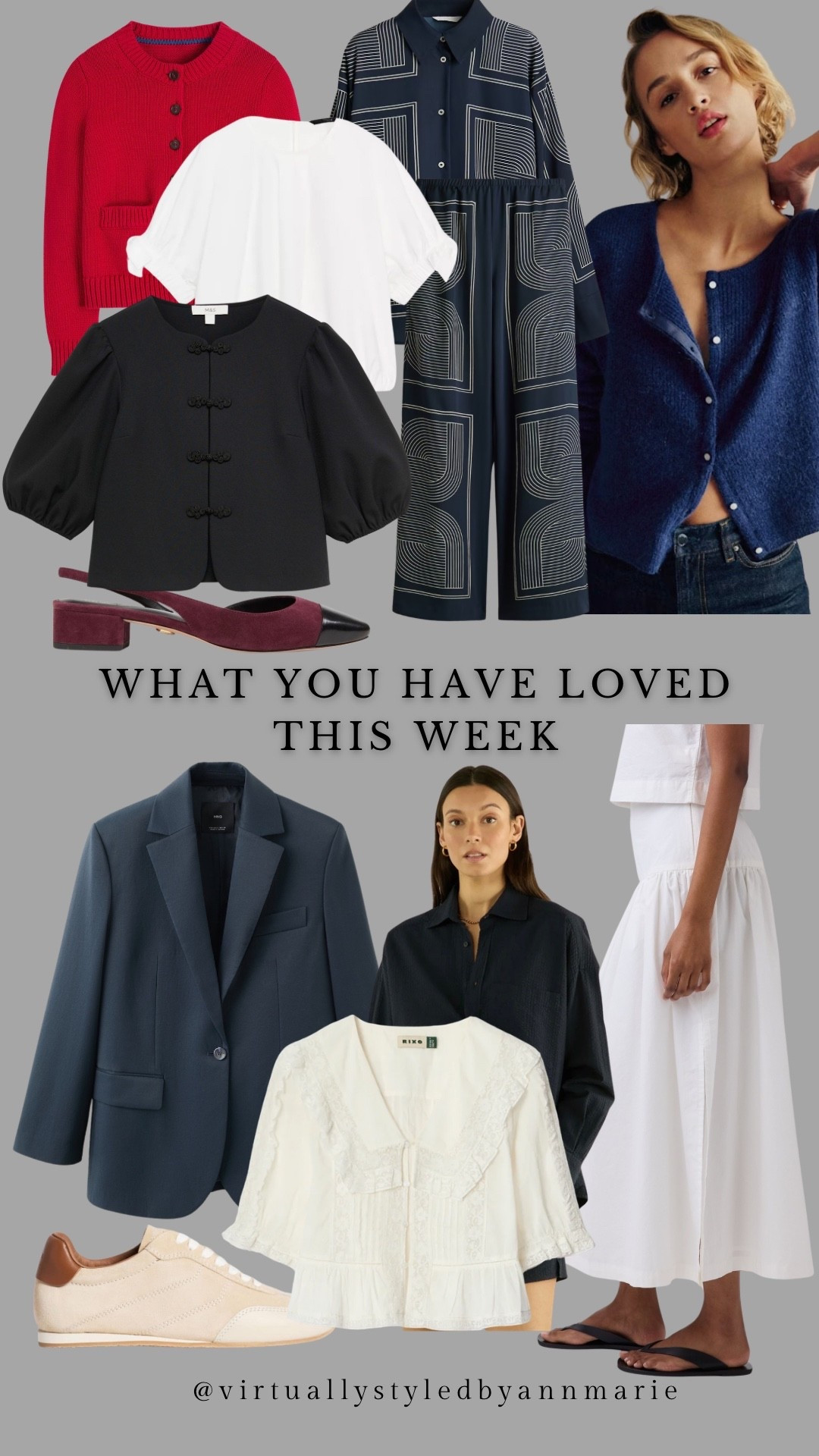 Weekly favourites 

White blouse, navy blazer, coords, cropped cardigan, white cotton skirt, navy shirts & a pop of red

#LTKspring