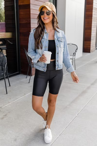 Stay Beautiful Medium Wash Denim Jacket | The Pink Lily Boutique