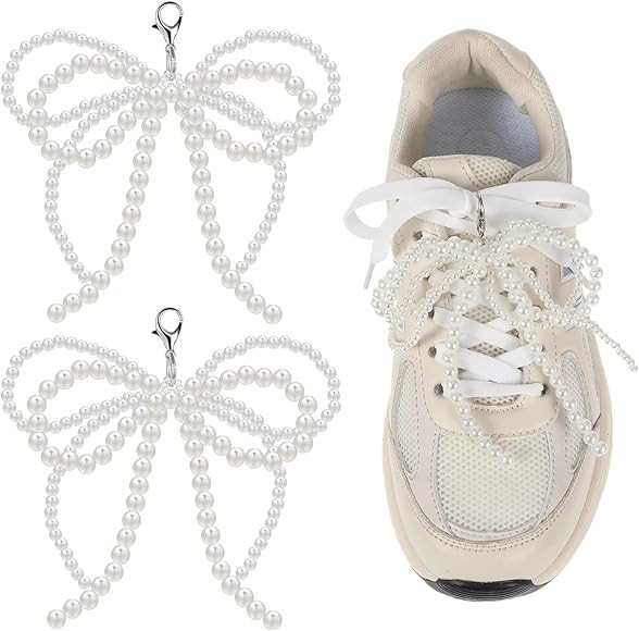 HJZHII 2pcs Pearl Bow Shoe Charms, Shoe Charms for Sneakers Shoelace Charms Bowknot Shoe Decorati... | Amazon (UK)