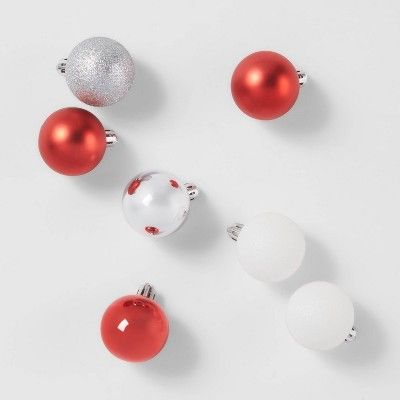 24ct/40mm Christmas Ornament Set Red White & Silver - Wondershop™ | Target