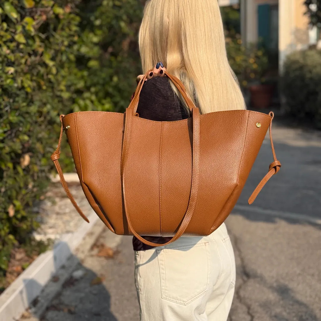 Handmade Italian Leather Tote Bag, Brown Italian Leather Handbag, Leather Shoulder Bag, Handmade ... | Etsy (US)