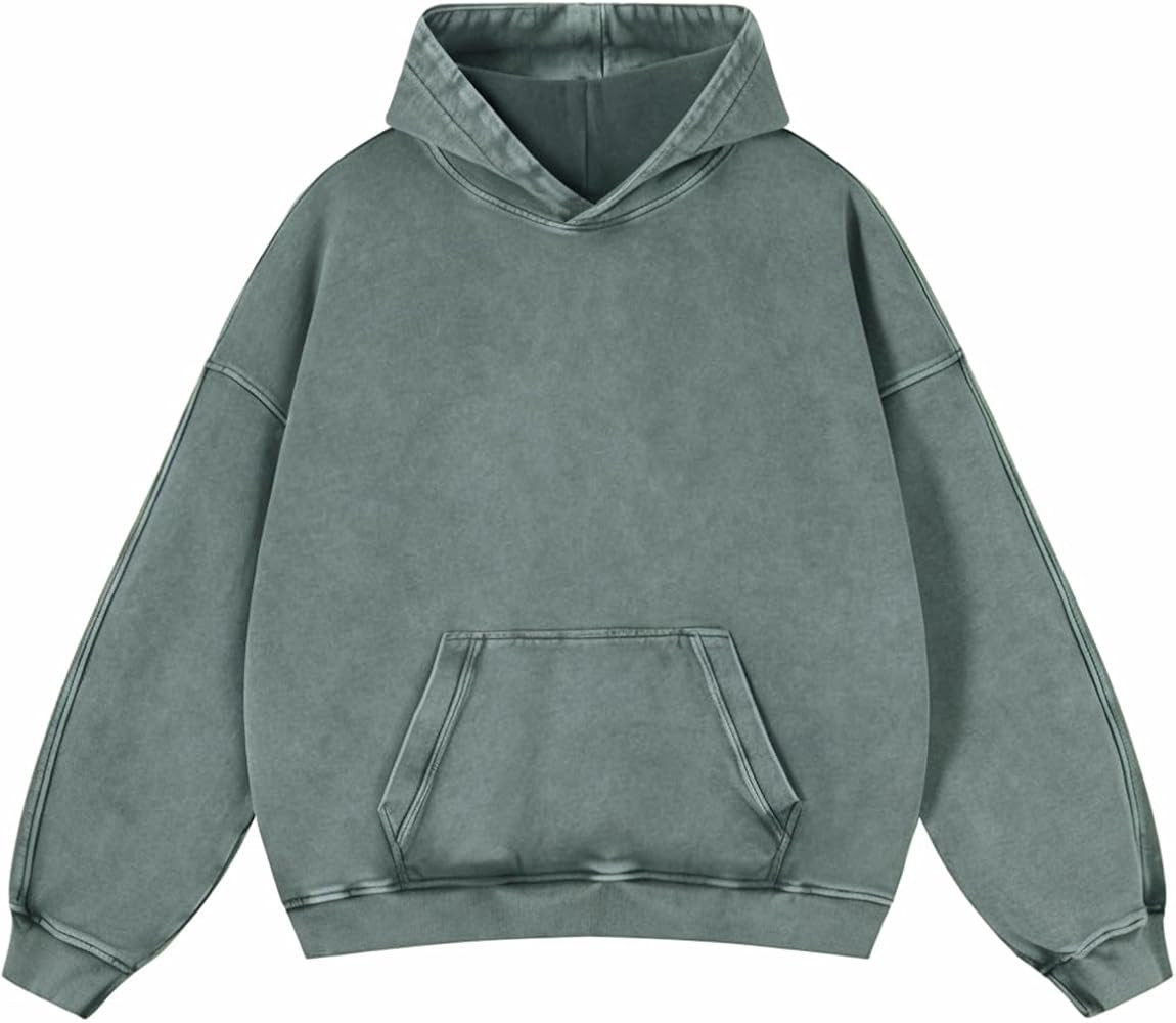 Adenorah Mens Oversized Hoodies Pullover Women Fall Acid Wash Plain Preppy Hoodie Streetwear Cott... | Amazon (US)