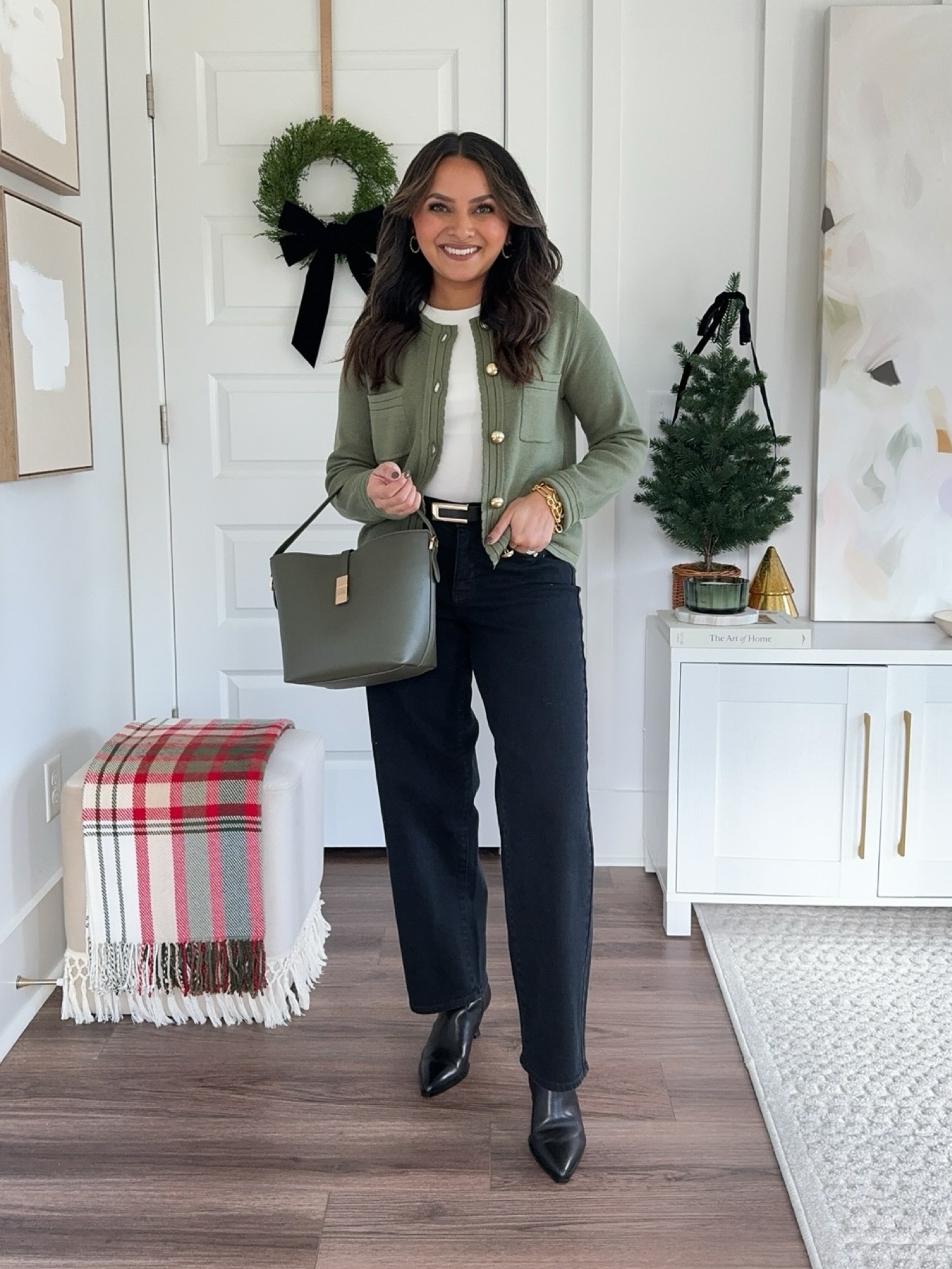 Light green cardigan size XS TTS 
White Tank size XS TTS 
Black Belt size 26-30”
Black barrel jeans size 0 petite - sized down size! Use code RACHEL25 for 25% off! 
Black booties Size 6- usually size 5.5 but these start in size 6 and fit perfectly

Fall outfit 
Fall style 
Holiday style 
Christmas style 
Christmas outfit 
Winter outfit 
Thanksgiving outfit 

Honey Sweet petite 
Honeysweetpetite

#LTKSeasonal #LTKHoliday #LTKStyleTip