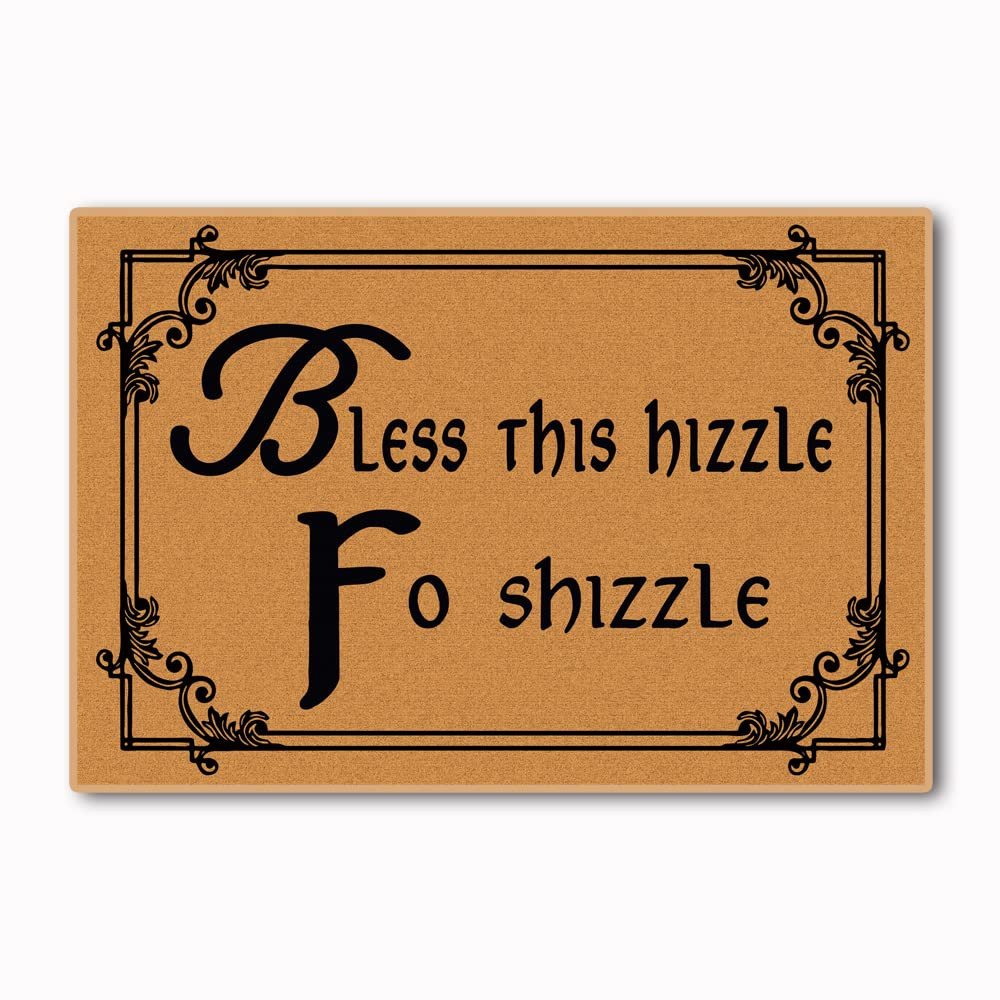Assaoy Funny Doormat Bless This Hizzle Fo Shizzle Welcome Mat Non-Woven Fabric Top with a Anti-Sl... | Amazon (US)
