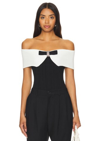 Knit Bow Top in Black | Revolve Clothing (Global)