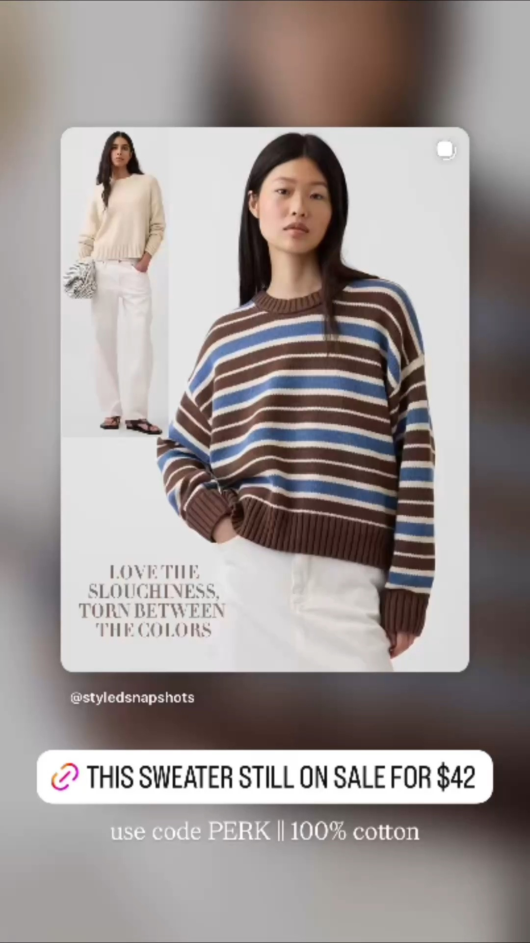 Striped cotton sweater on sale for $42 with code PERK

#LTKSaleAlert