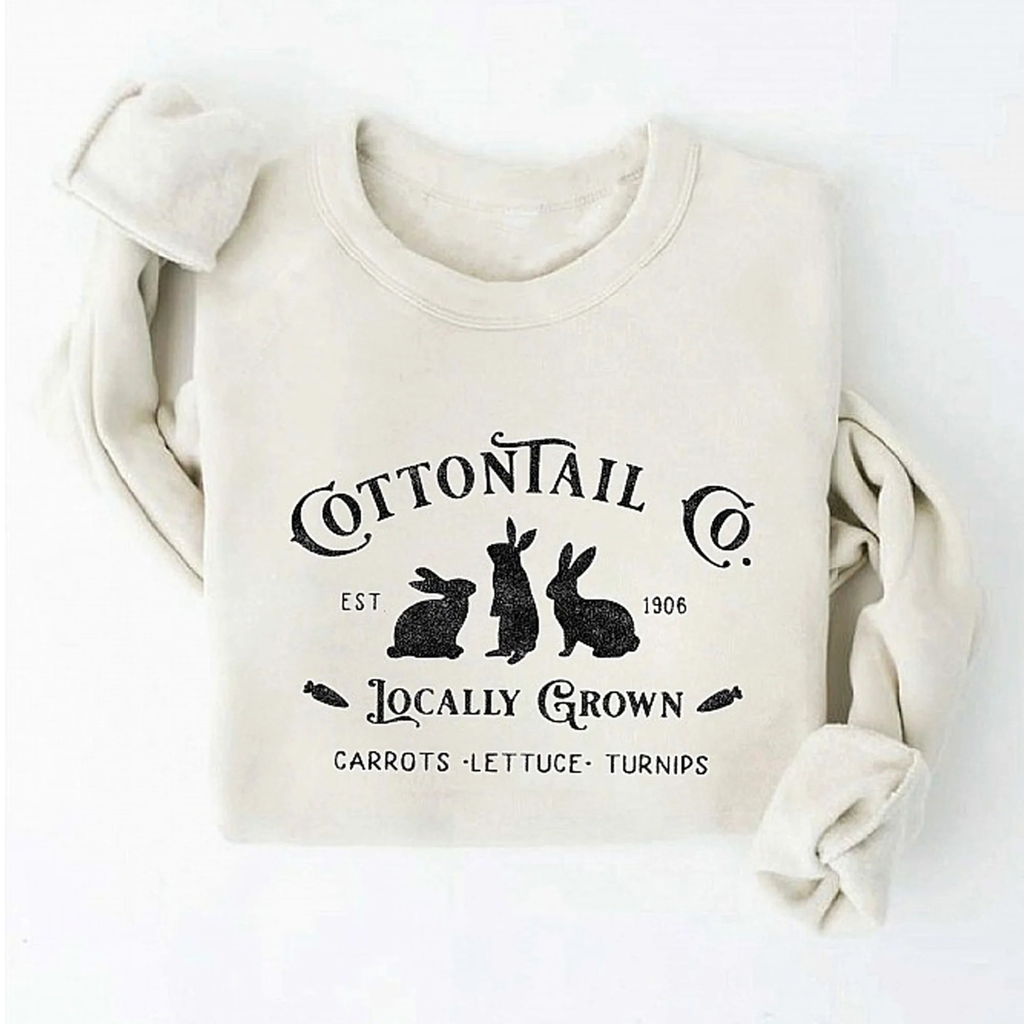 Cottontail Co. Graphic Fleece Sweatshirt, Vintage White | SpearmintLOVE