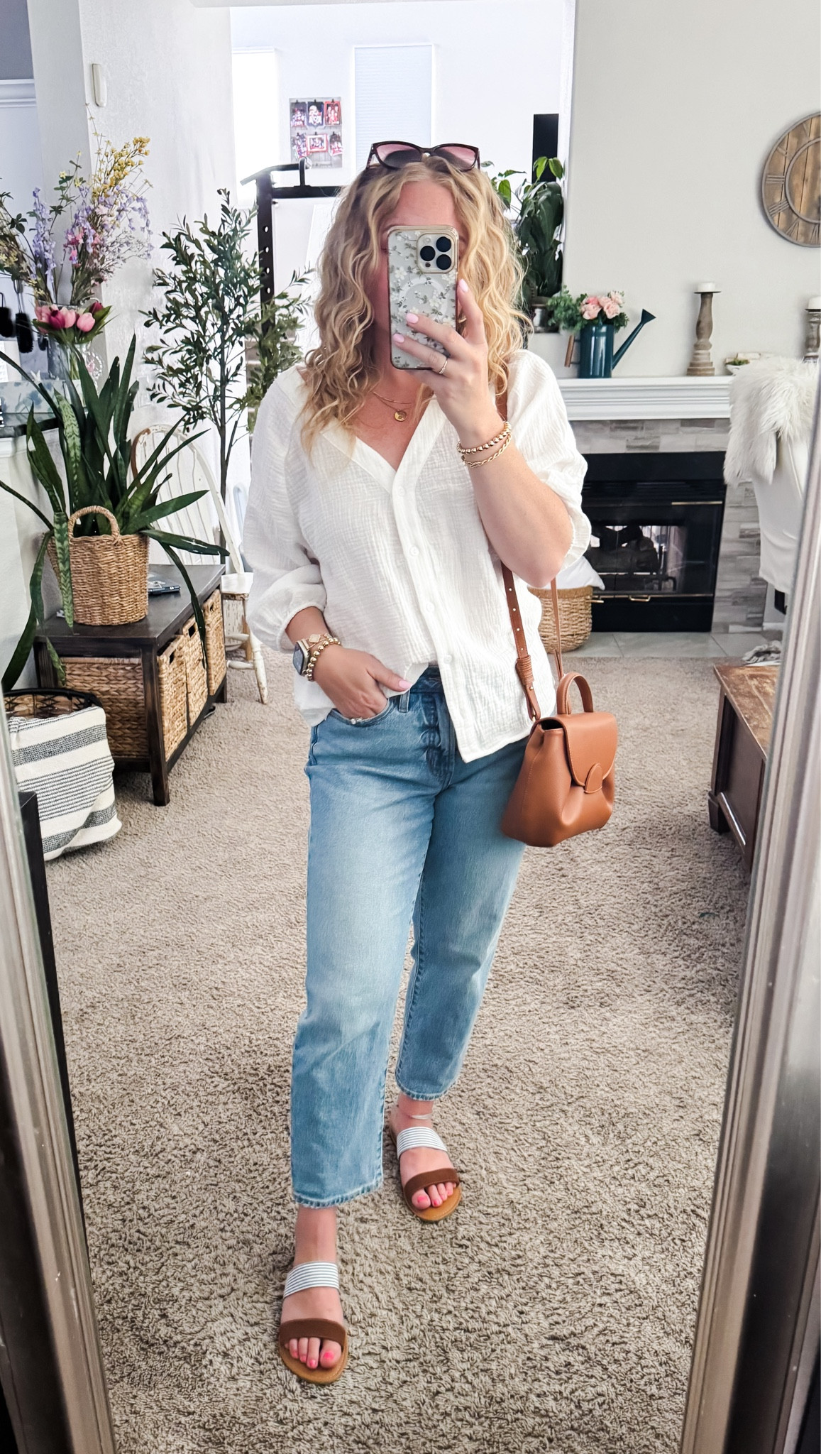 White cotton gauze button down shirt with old navy jeans, striped sandals )I went up half a size) and brown purse 






Amazon outfits, summer outfit inspo, outfit ideas, casual outfits amazon, amazon outfits every day, outfit ideas 2026, summer outfits

#LTKPetite #LTKSaleAlert #LTKootd