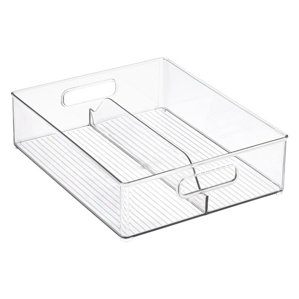 Shallow Divided Stacking Bin | The Container Store